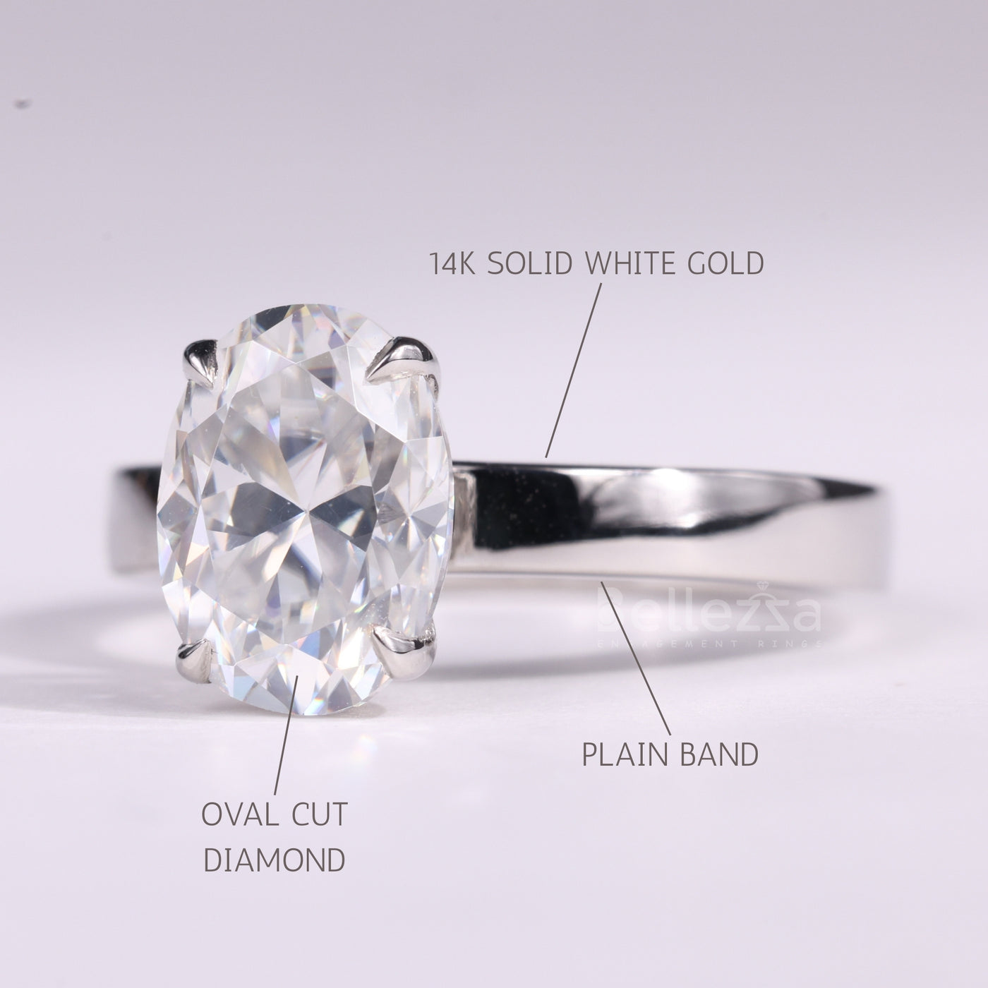 1.50CT Oval Cut Diamond Wide Solitaire Moissanite Engagement Ring