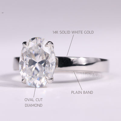 1.50CT Oval Cut Diamond Wide Solitaire Moissanite Engagement Ring
