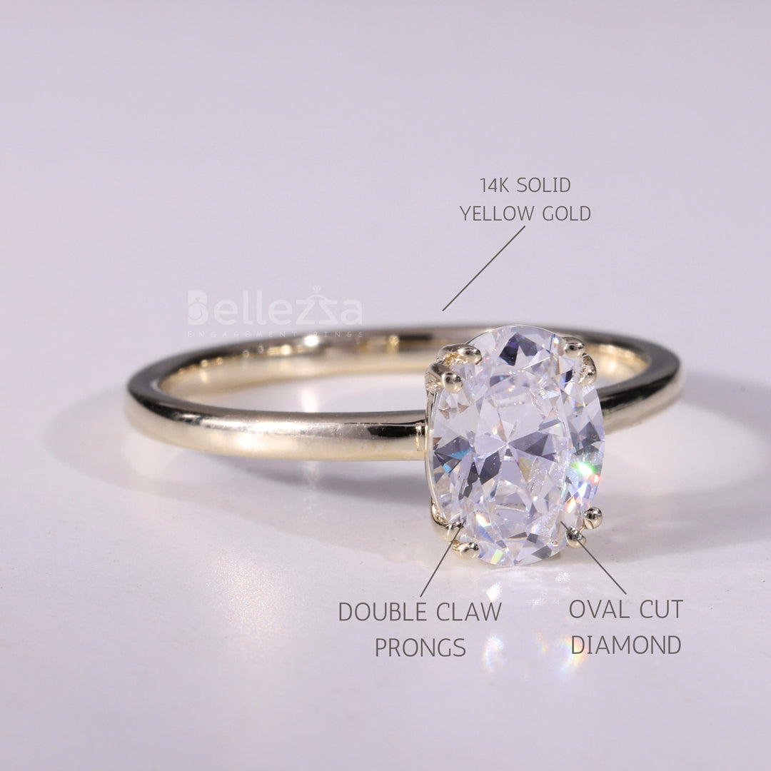 1.0CT Oval Cut Solitaire Moissanite Diamond Engagement Ring