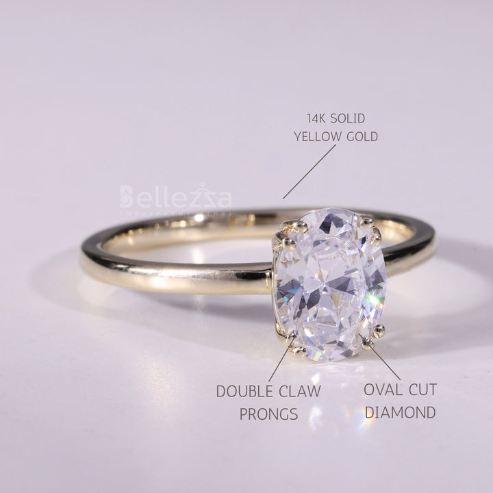 1.0CT Oval Cut Solitaire Moissanite Diamond Engagement Ring