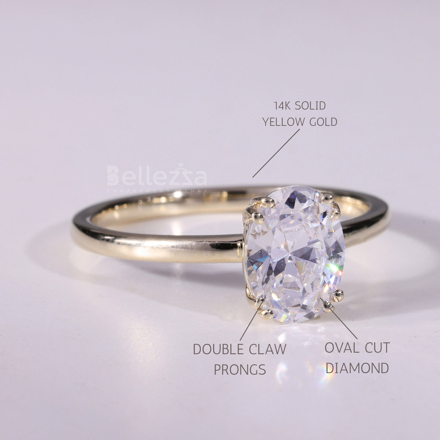 1.0CT Oval Cut Solitaire Moissanite Diamond Engagement Ring