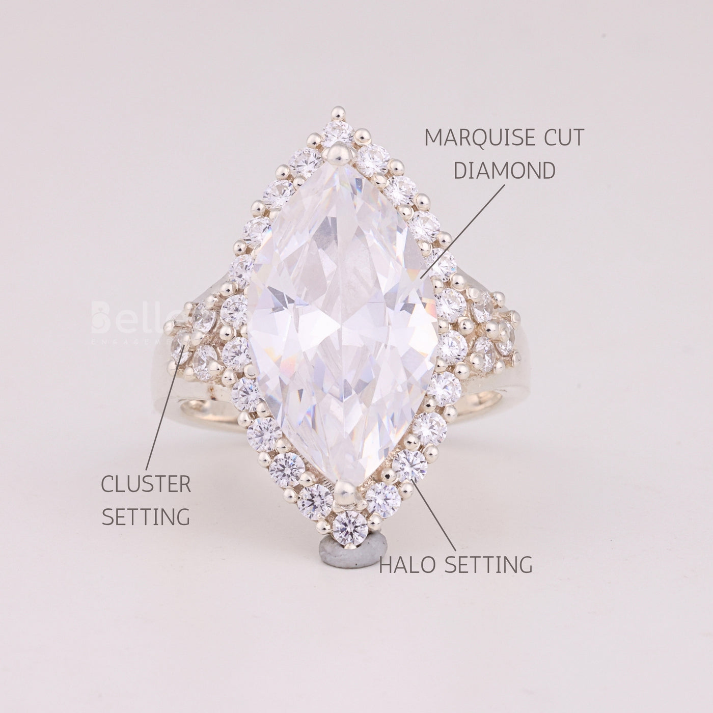 6.0CT Marquise Cut Halo Cluster Diamond Engagement Ring