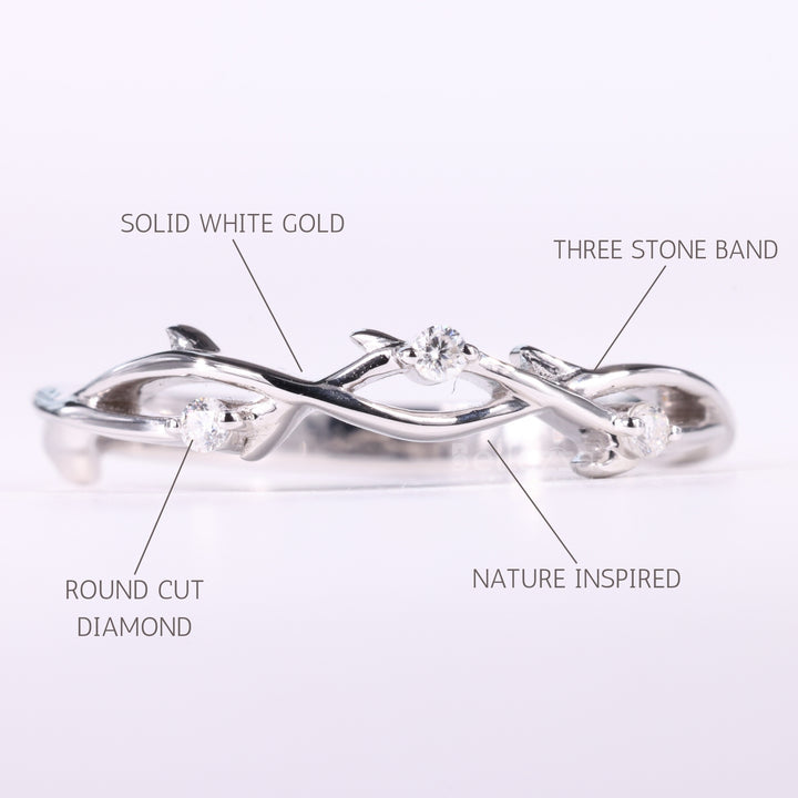 Round Cut Nature Inspired Moissanite Wedding Band