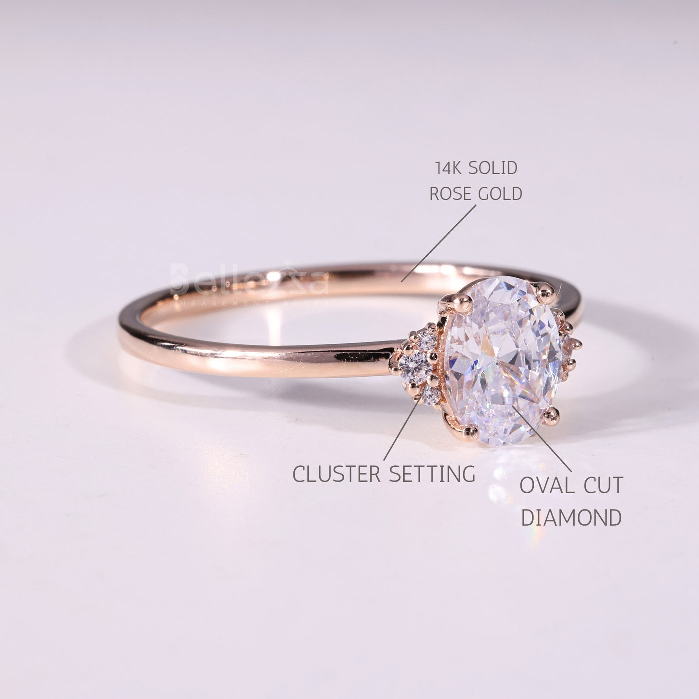 1.0CT Oval Cut Cluster Diamond Moissanite Engagement Ring