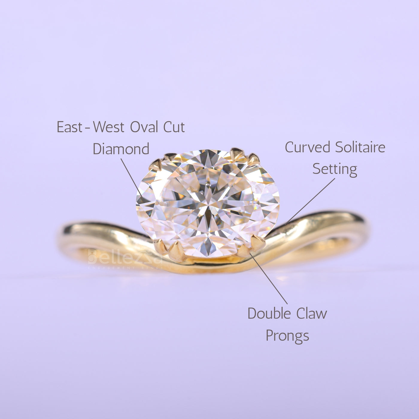 1.50CT East-West Oval Cut Curved Moissanite Engagement Ring