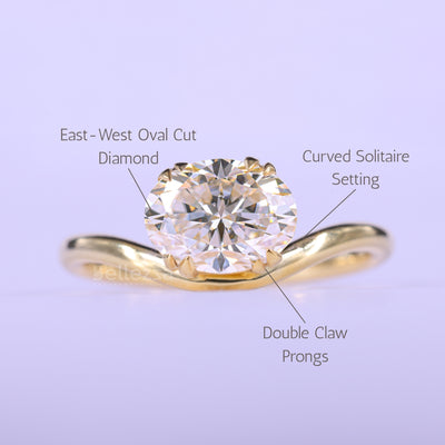 1.50CT East-West Oval Cut Curved Moissanite Engagement Ring