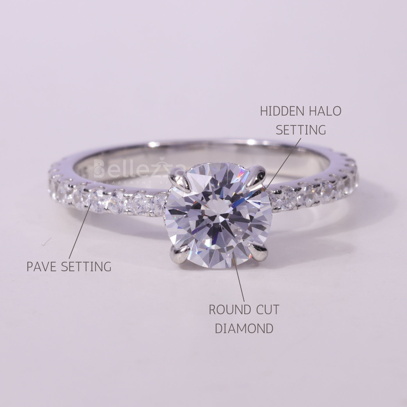 0.75CT Round cut Pave Setting Moissanite Engagement Ring