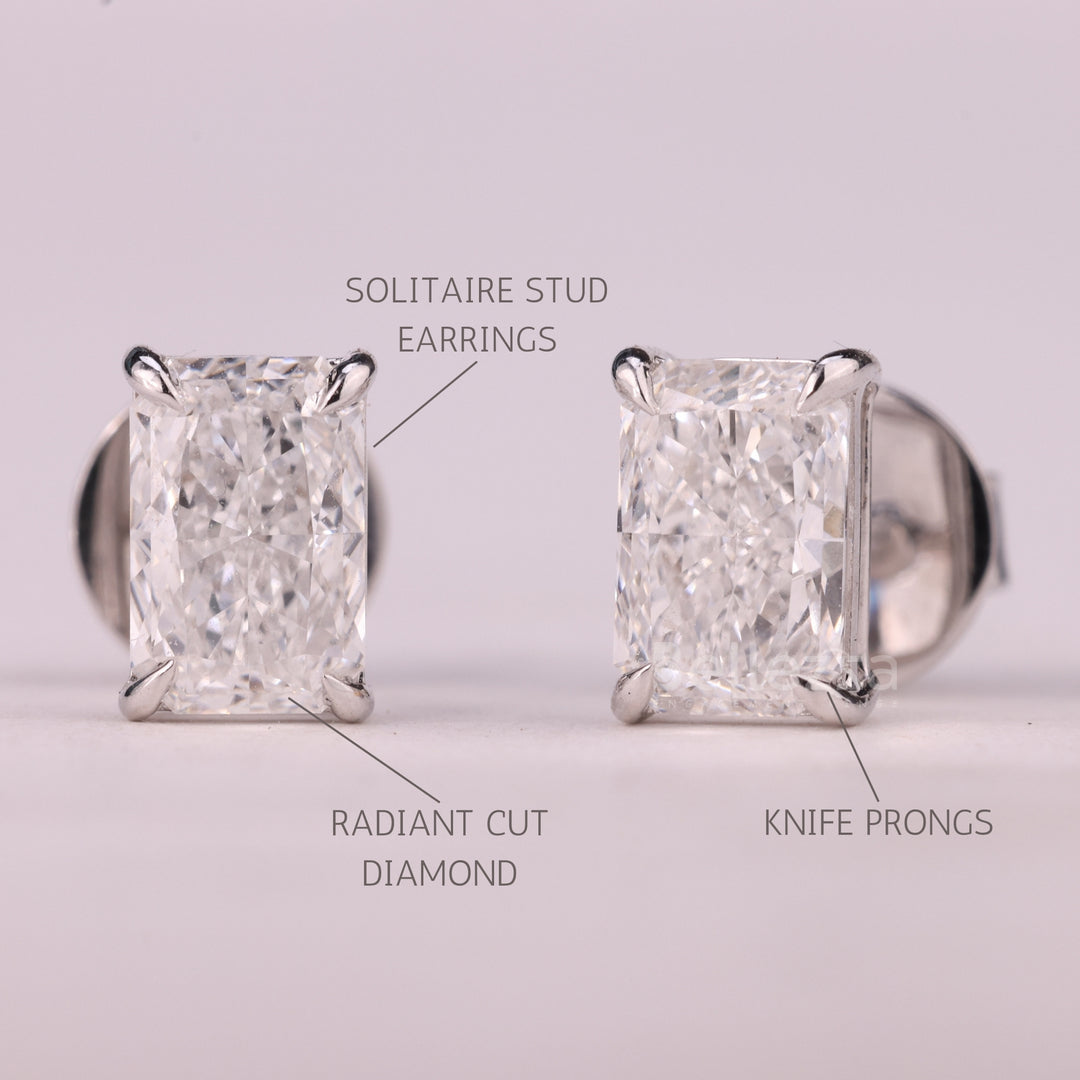 1.50CTW Radiant Cut Solitaire Moissanite Stud Earrings For Her
