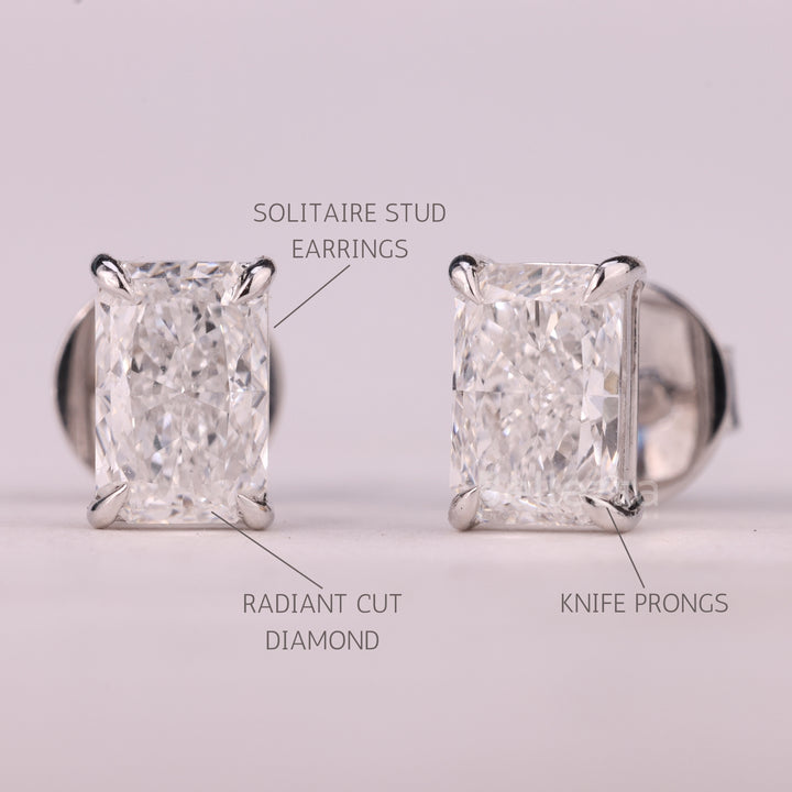 1.50CTW Radiant Cut Solitaire Moissanite Stud Earrings For Her