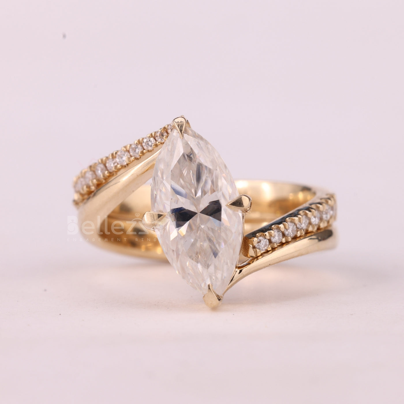 2.0CT Marquise Cut Unique Cluster Diamond Bridal Ring Set