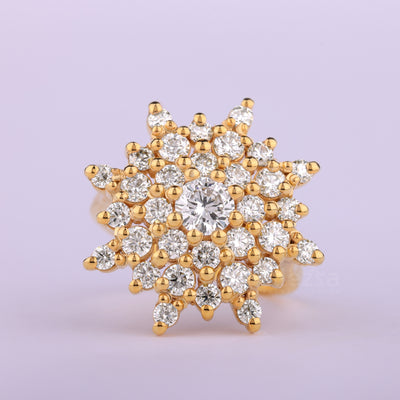 0.50CT Round Cut Cluster Diamond Moissanite Engagement Ring