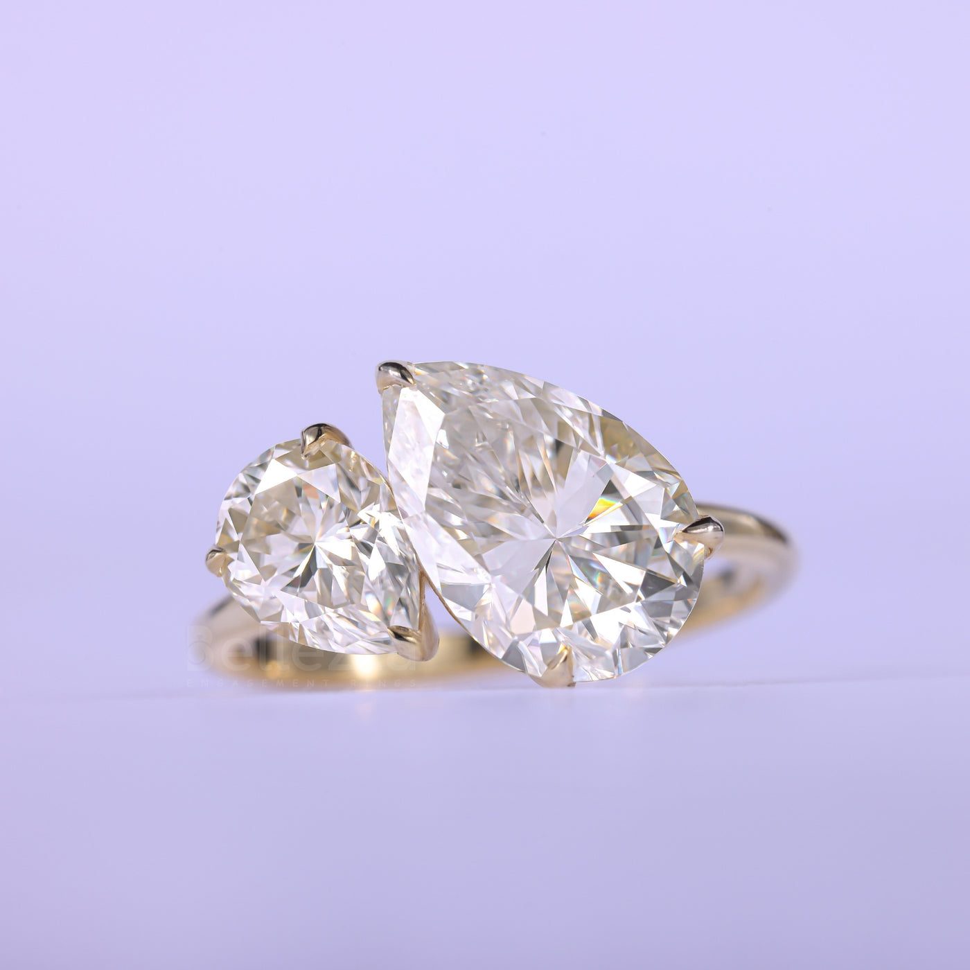 2.50CTW Pear Cut Alternative Diamond Two Stone Engagement Ring