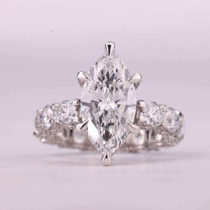 2.0CT Marquise Cut Diamond Eternity Pave Setting Moissanite Engagement Ring