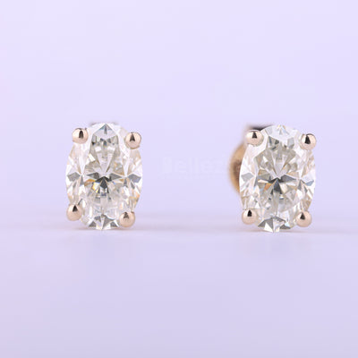 2.0CTW Oval Cut Diamond Solitaire Moissanite Stud Earrings