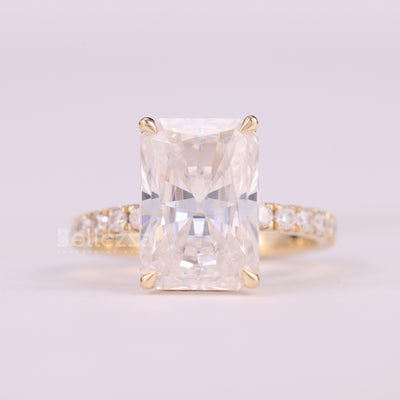 5.0CT Radiant Cut Hidden Halo Pave Setting Engagement Ring