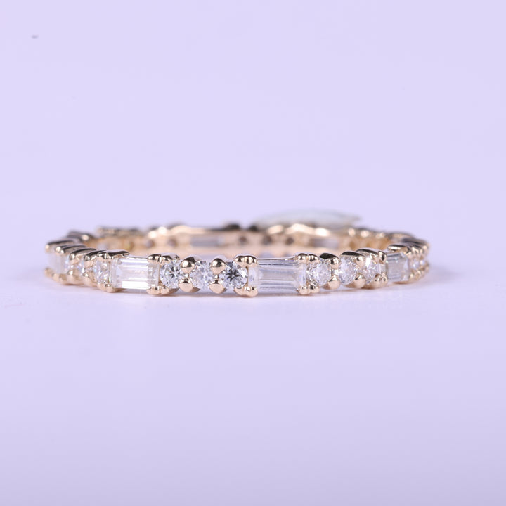 Round & Baguette Cut Diamond Moissanite Full Eternity Wedding Band