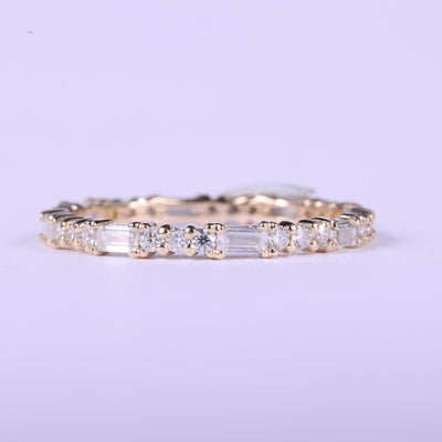 Round & Baguette Cut Diamond Moissanite Full Eternity Wedding Band