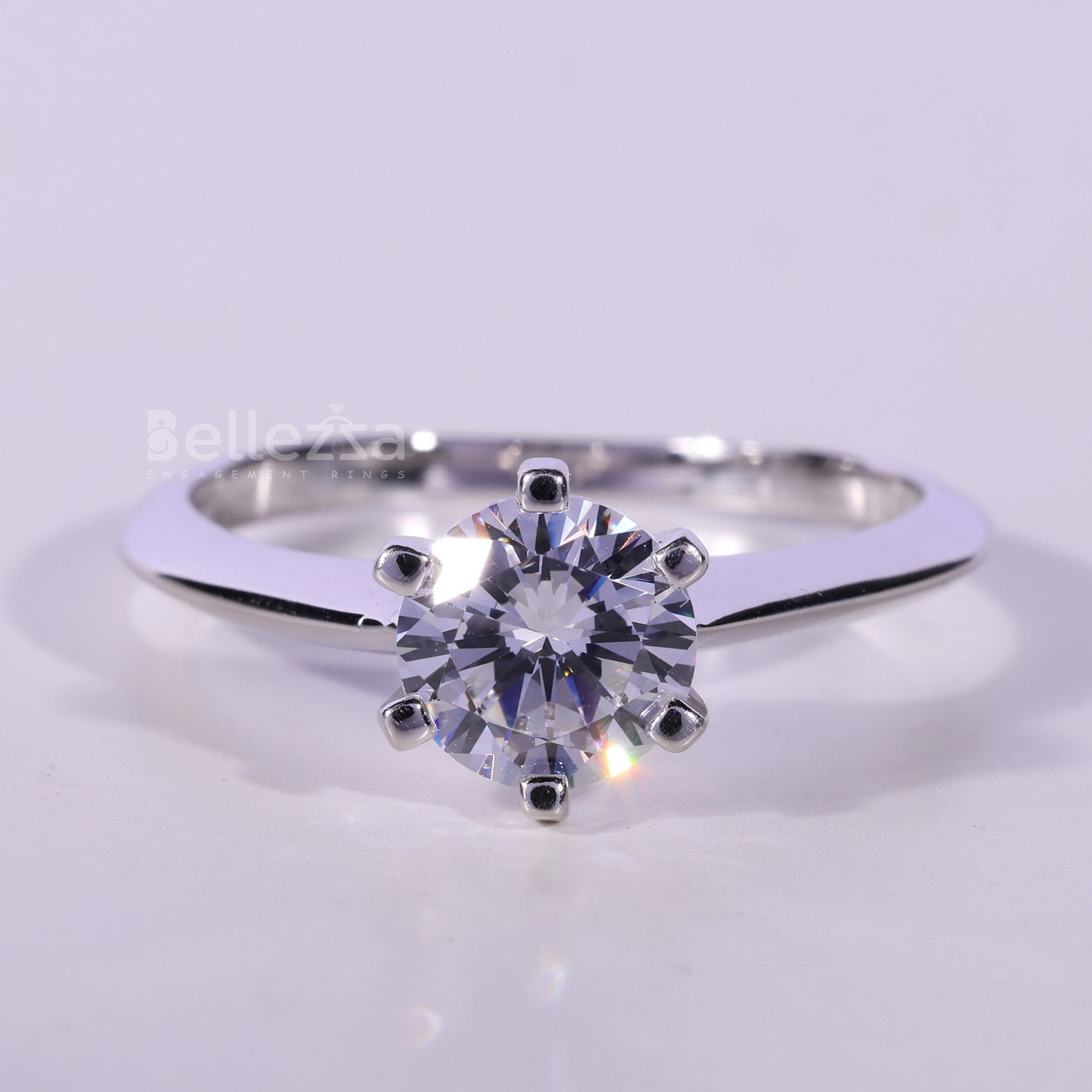 0.75CT Round Cut Solitaire Moissanite Engagement Ring