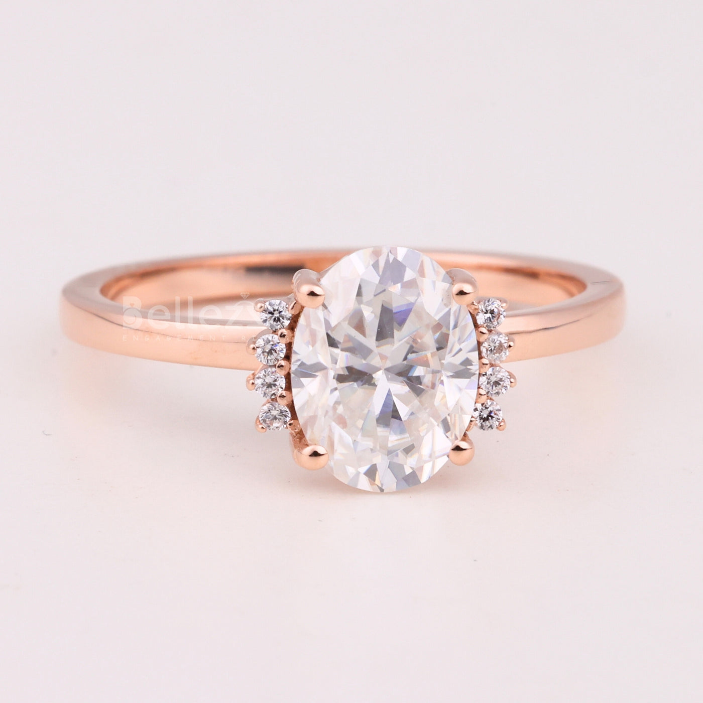 1.50CT Oval Cut Cluster Diamond Moissanite Engagement Ring For Her