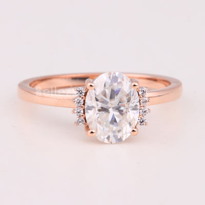 1.50CT Oval Cut Cluster Diamond Moissanite Engagement Ring For Her