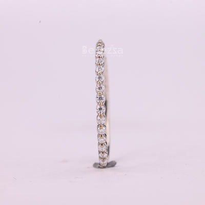 Round Cut Half Eternity Moissanite Pave Setting Wedding Band