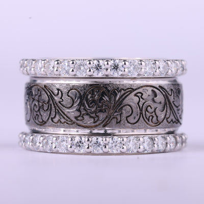 Round Cut Diamond Vintage Inspired Art Deco Unique Wedding Ring