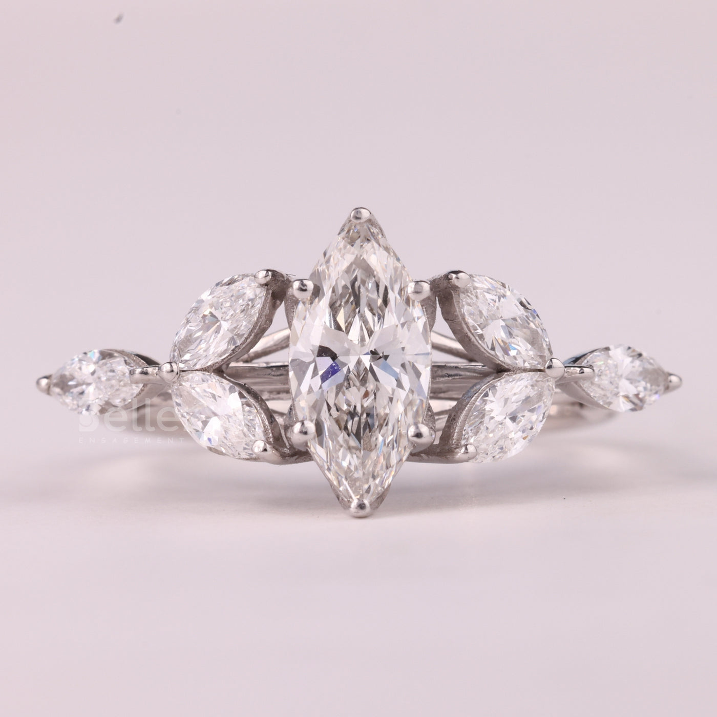 1.50CT Marquise Cut Cluster Diamond Moissanite Engagement Ring