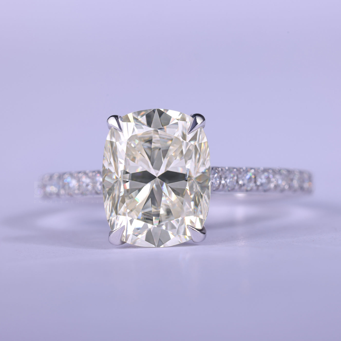 2.0CT Elongated Cushion Cut Pave Setting Engagement Ring