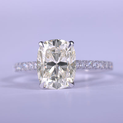 2.0CT Elongated Cushion Cut Pave Setting Engagement Ring