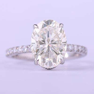 2.0CT Oval Cut Pave Setting Moissanite Engagement Ring