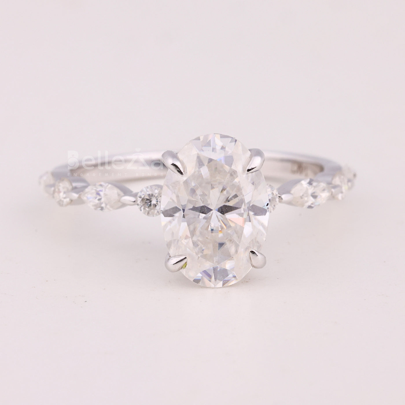 1.50CT Oval Cut Pave Setting Moissanite Engagement Ring