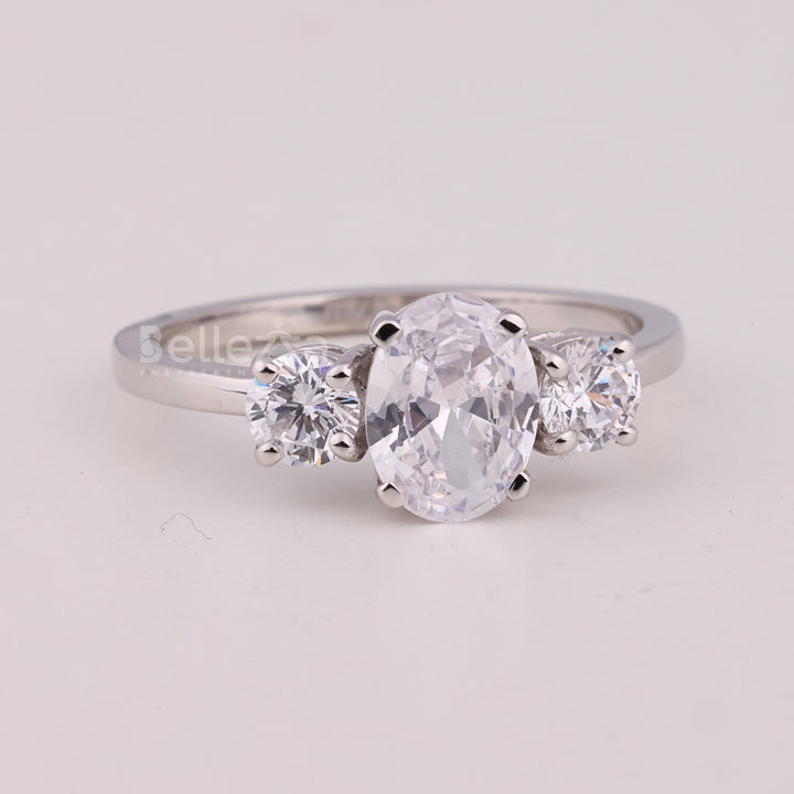 1.0CT Oval Cut Three Stone Moissanite Engagement Ring