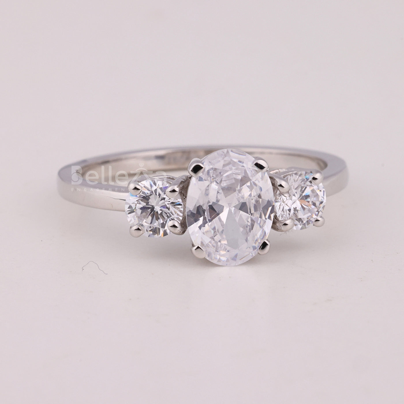1.0CT Oval Cut Three Stone Moissanite Engagement Ring