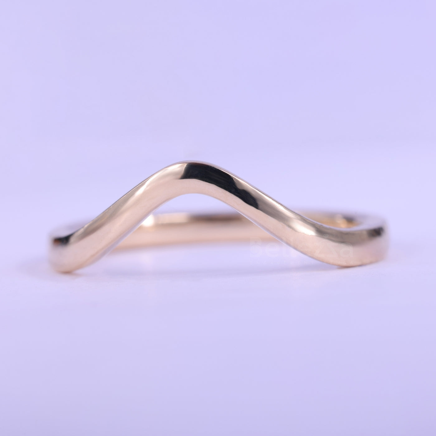 14K Solid Gold Plain Curved Wedding Band