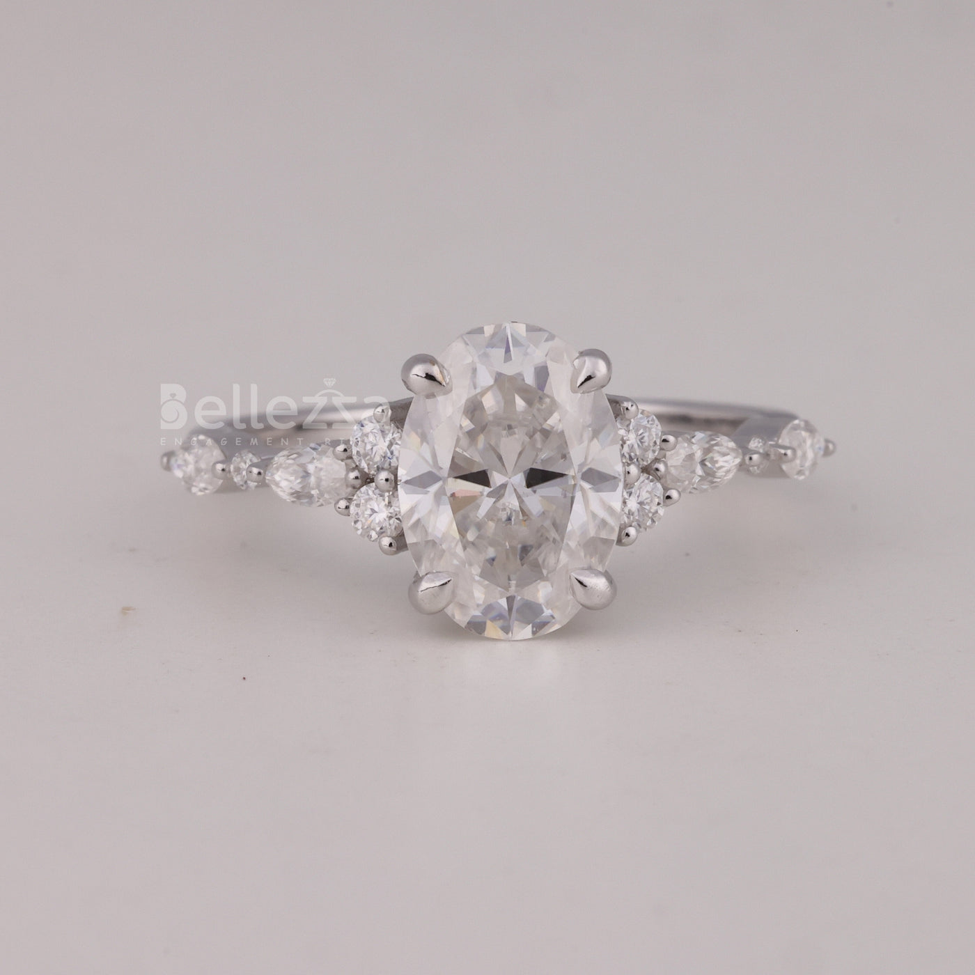 1.50CT Oval Cut Cluster Diamond Moissanite Engagement Ring