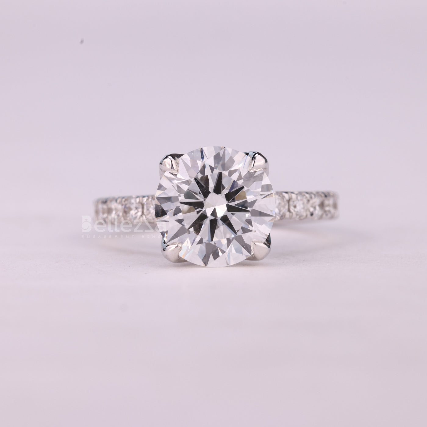1.0CT Round Brilliant Cut Unique Pave Setting Moissanite Engagement Ring