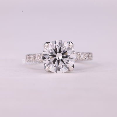 1.0CT Round Brilliant Cut Unique Pave Setting Moissanite Engagement Ring