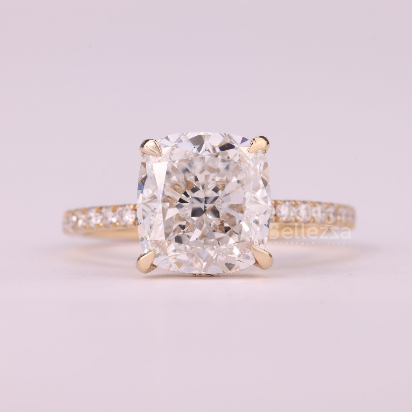 1.0CT Cushion Cut Diamond Pave Setting Moissanite Engagement Ring