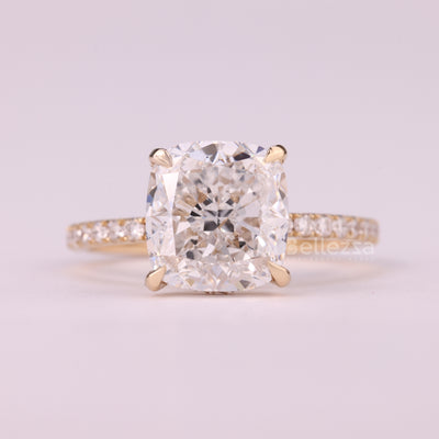 1.0CT Cushion Cut Diamond Pave Setting Moissanite Engagement Ring