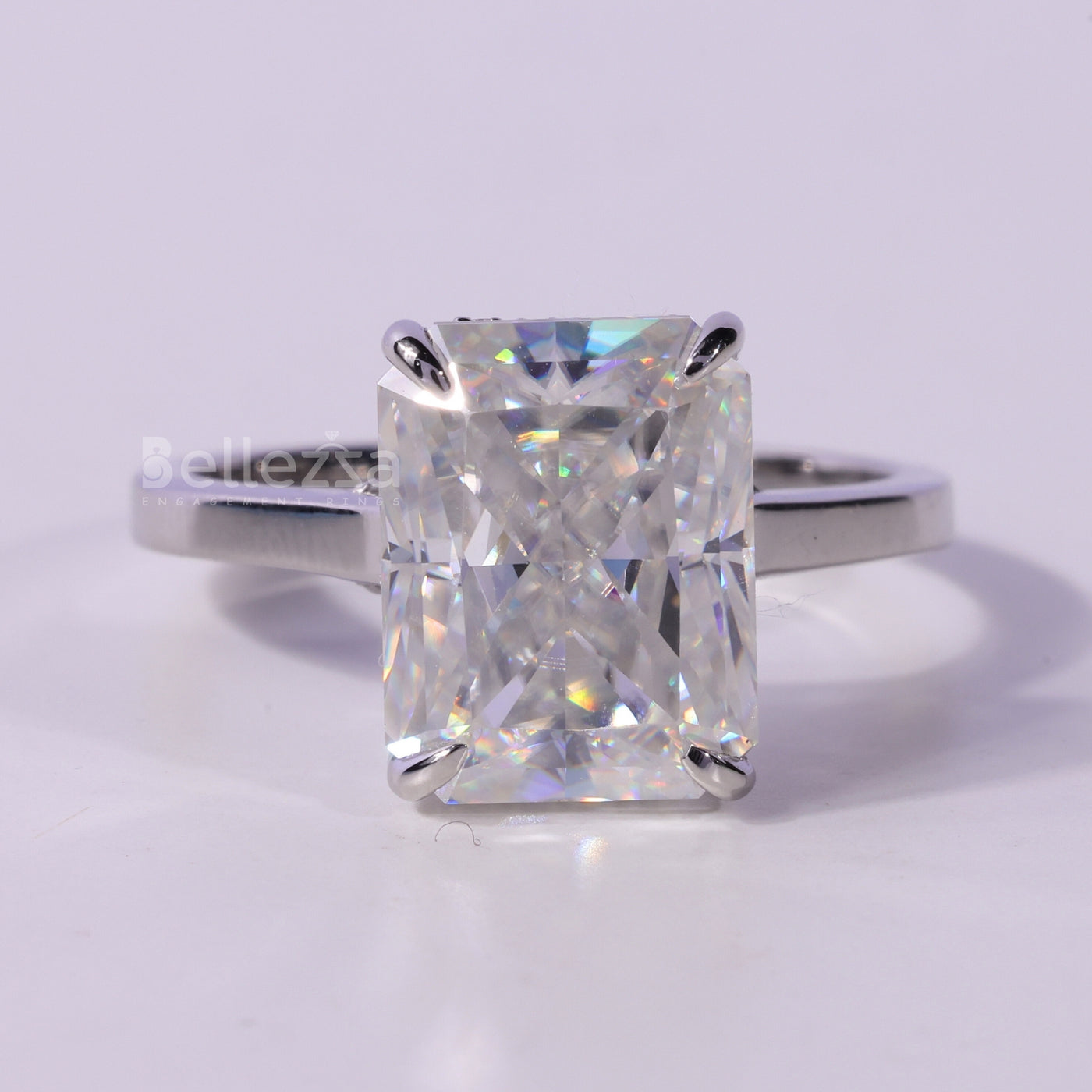 1.50CT Radiant Cut Hidden Halo Moissanite Engagement Ring