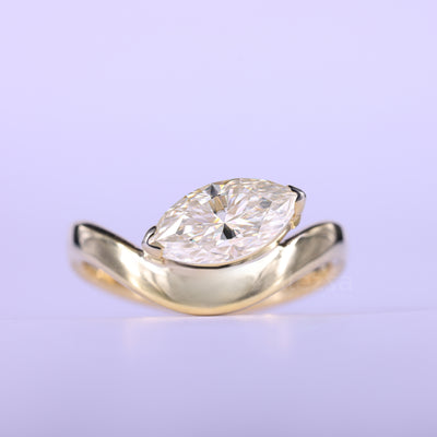 1.0CT East-West Marquise Cut Curved Moissanite Engagement Ring