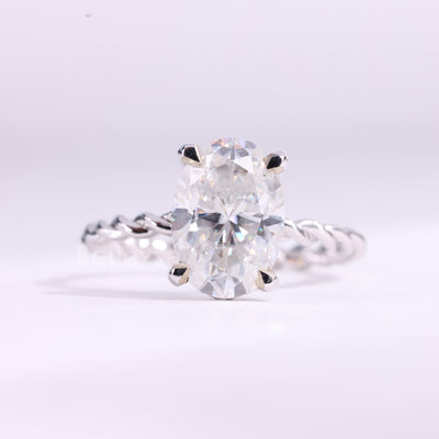 1.50CT Oval Cut Hidden Halo Twisted Moissanite Engagement Ring