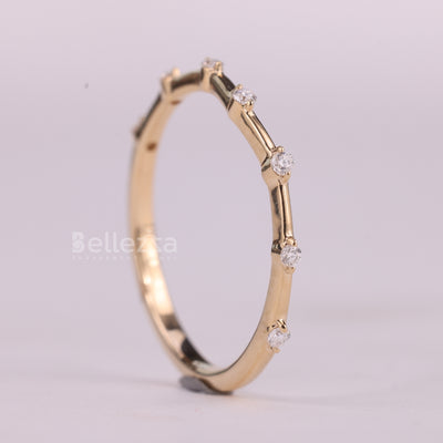 Round Cut Diamond Moissanite Petite Pave Setting Wedding Band