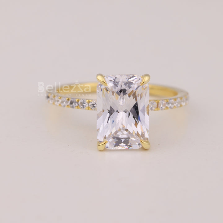 2.0CT Radiant Cut Pave Setting Moissanite Engagement Ring