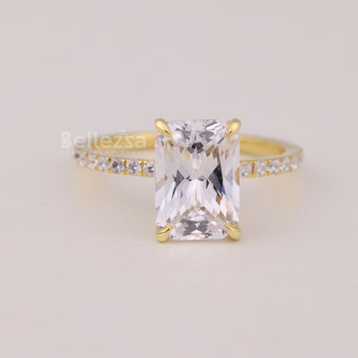 2.0CT Radiant Cut Pave Setting Moissanite Engagement Ring