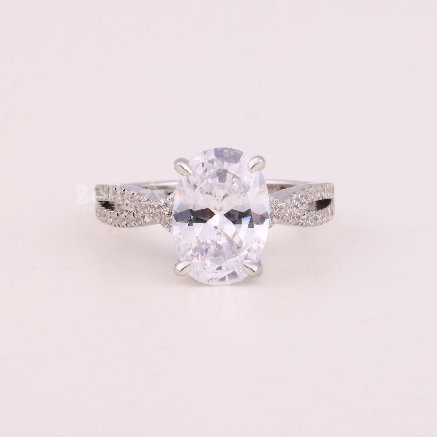 1.50CT Oval Cut Diamond Twisted Pave Setting Engagement Ring