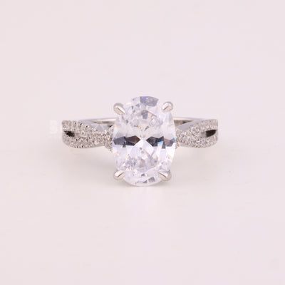 1.50CT Oval Cut Diamond Twisted Pave Setting Engagement Ring