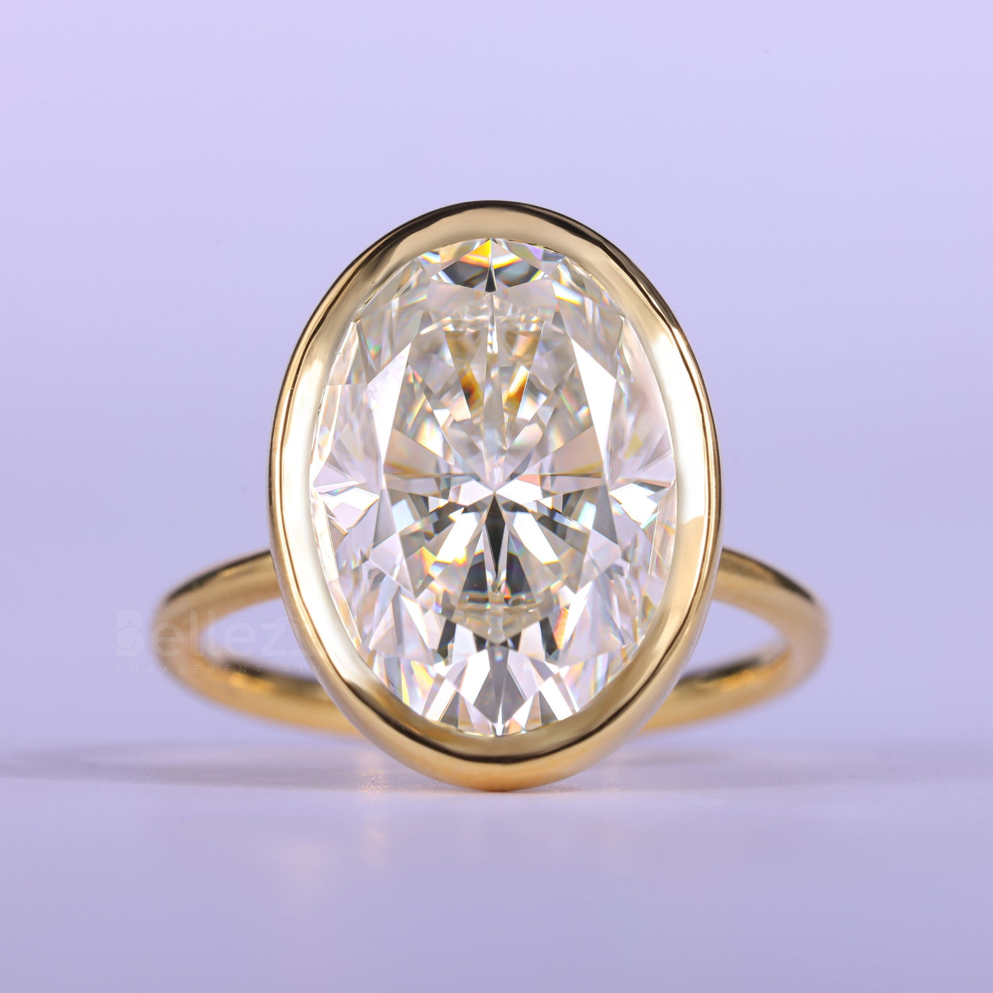 4.50CT Oval Cut Bezel Setting Moissanite Engagement Ring