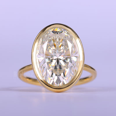 4.50CT Oval Cut Bezel Setting Moissanite Engagement Ring