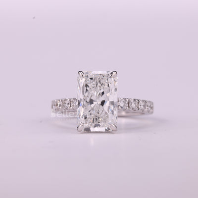 2.0CT Radiant Cut Hidden Halo Pave Setting Moissanite Engagement Ring